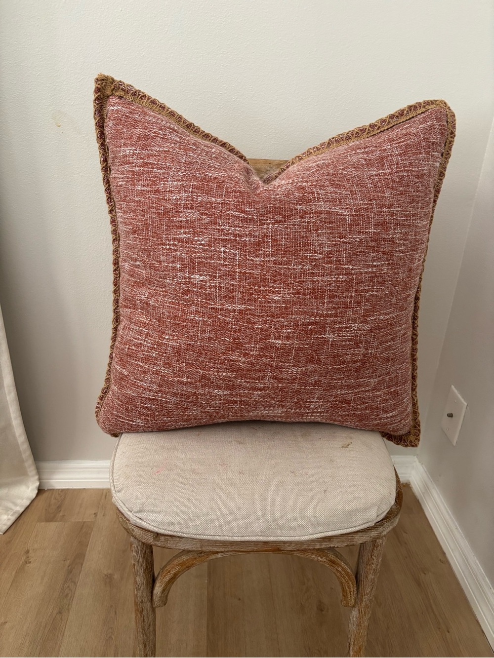 Rust maroon burlap 24” Square Throw Pillow cover